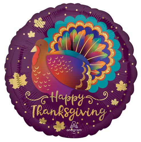 Happy Thanksgiving Balloon Bundle, Colorful Turkey Balloons, Purple Teal Orange Gold Fall Party Decorations, Friendsgiving Decor