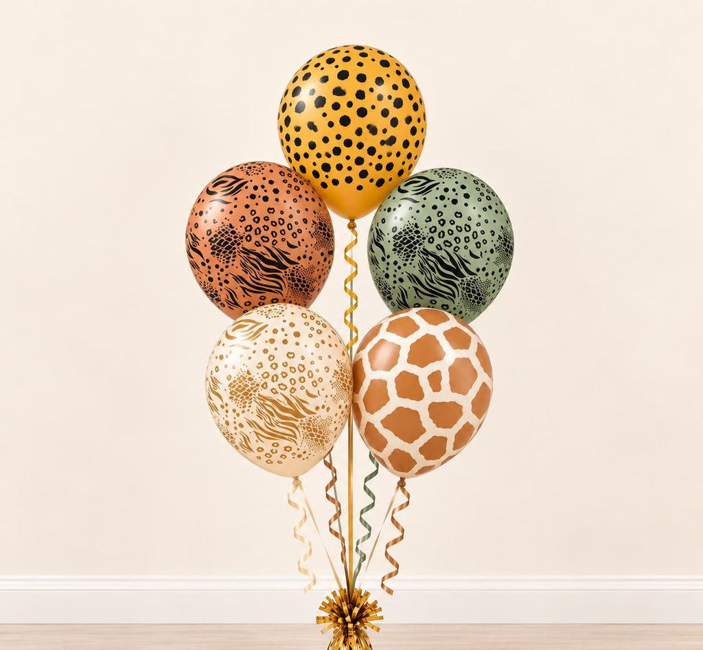 Safari Animal Print Balloon Set, Kalisan 12 Inch Latex Balloons, Wild One Birthday, Jungle Baby Shower Party Decorations
