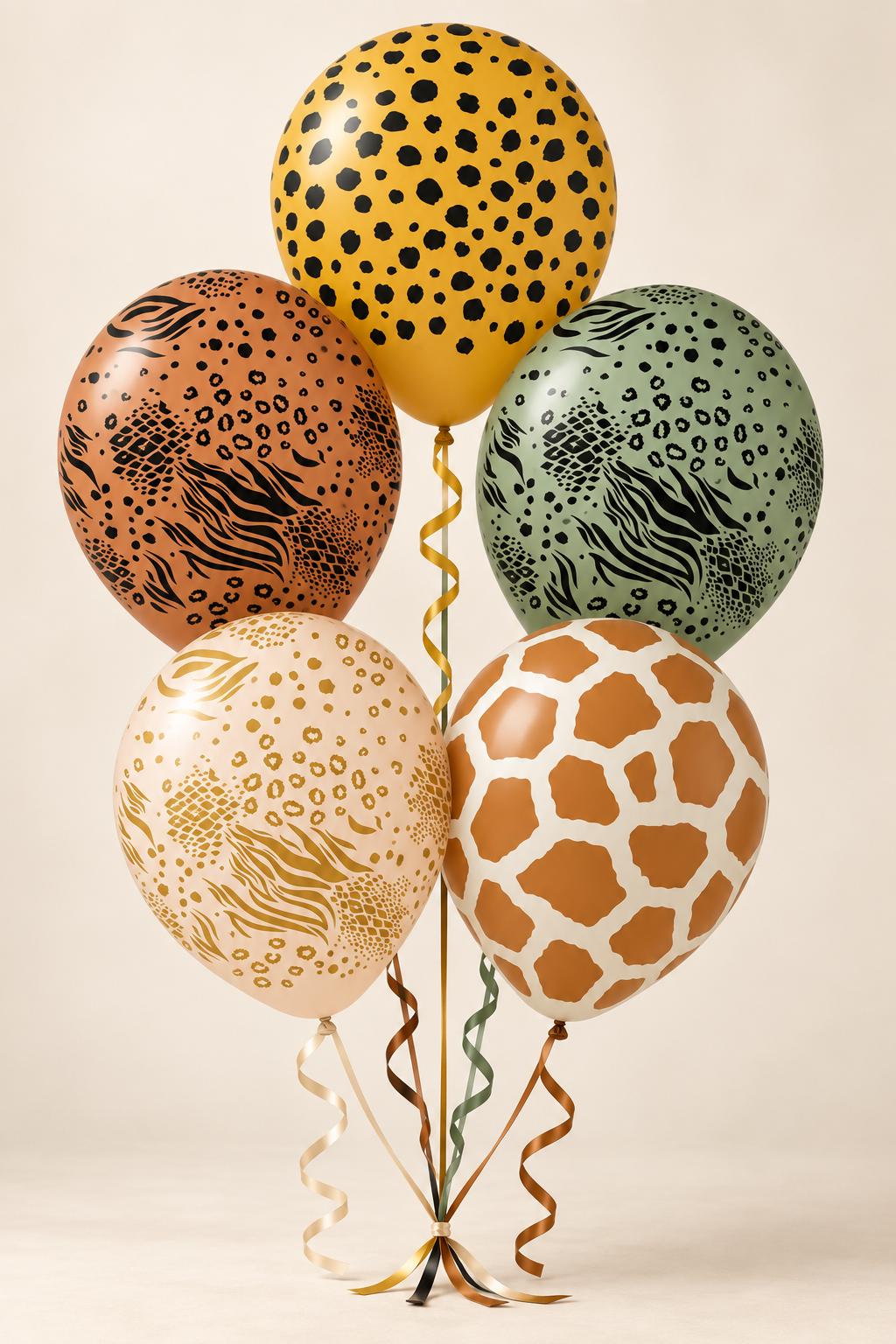Safari Animal Print Balloon Set, Kalisan 12 Inch Latex Balloons, Wild One Birthday, Jungle Baby Shower Party Decorations