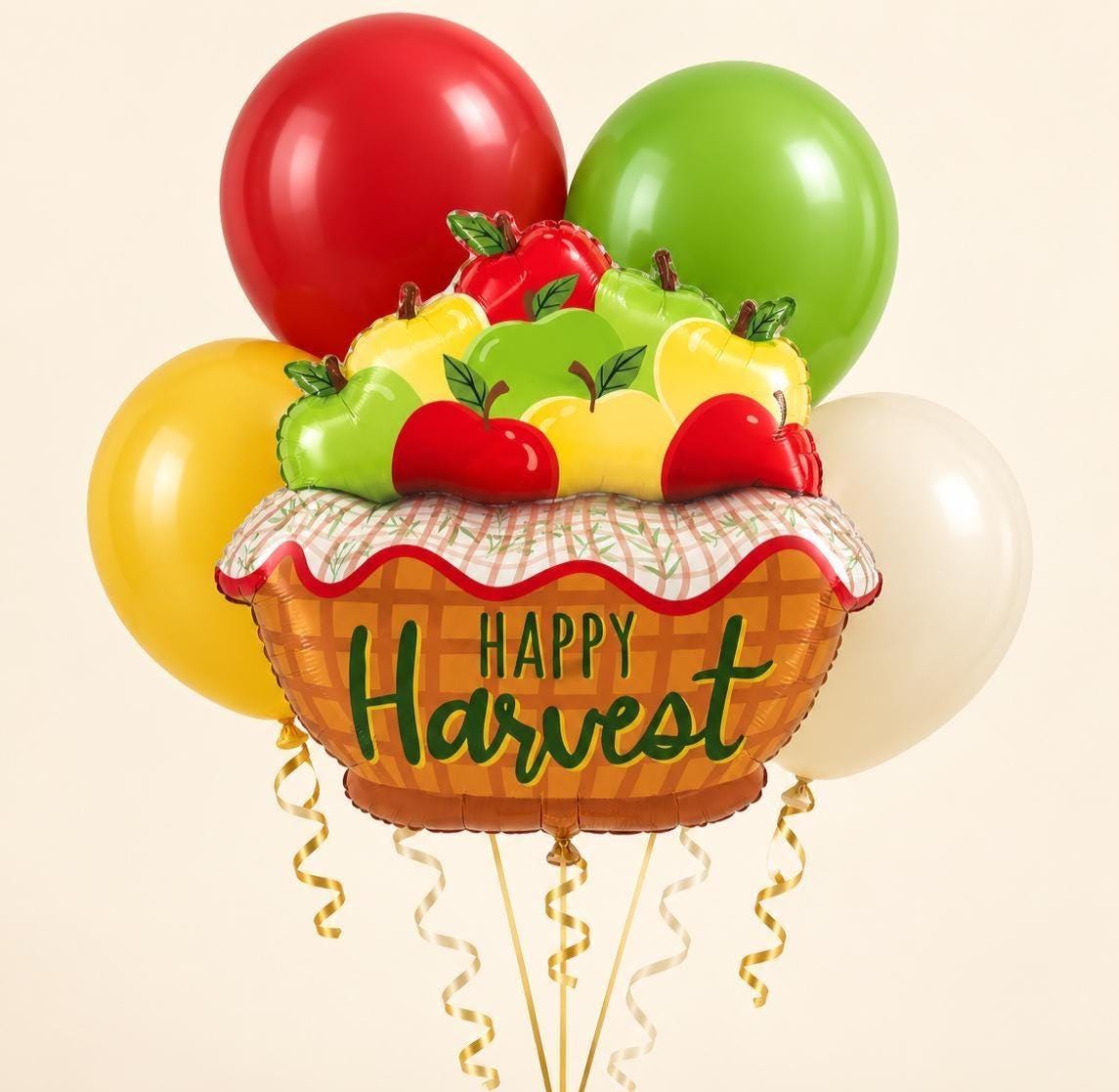 Happy Harvest Balloon, Apple Basket Foil Balloon, Fall Party Decorations, Thanksgiving Balloon, Autumn Harvest Festival Decor