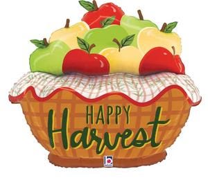 Happy Harvest Balloon, Apple Basket Foil Balloon, Fall Party Decorations, Thanksgiving Balloon, Autumn Harvest Festival Decor