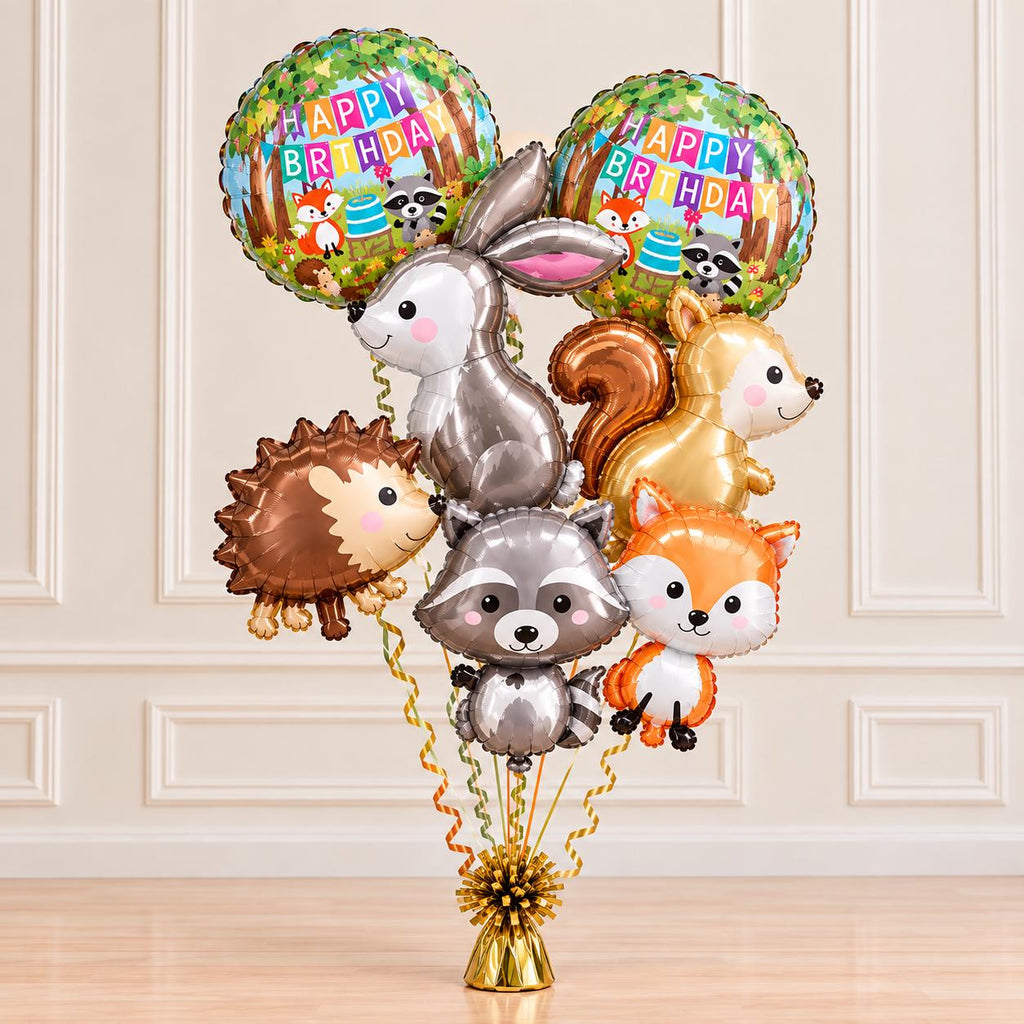 Woodland Animal Balloon Bundle, Forest Birthday Party Decorations, Fox Rabbit Raccoon Balloons, Woodland Baby Shower, 7 Pieces