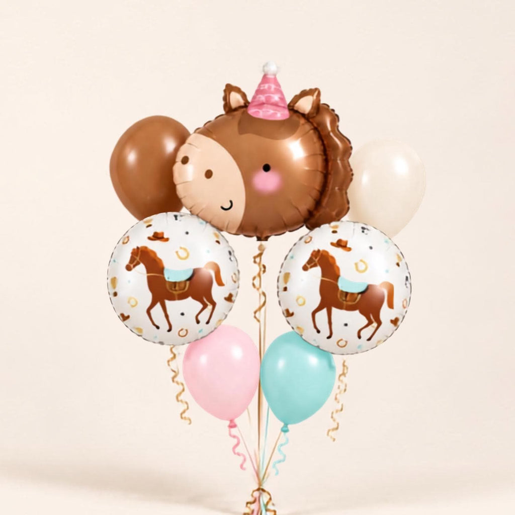 Horse Birthday Balloon Bundle, Cowgirl Party Decorations, Pony Birthday Balloons, Western Baby Shower, Pink Turquoise Horse Decor