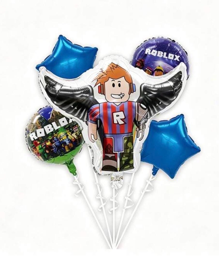 Gamer Balloon Bouquet | Video Game Birthday Balloon Bundle | Gaming Party Decorations | Blue Star Foil Balloons | Kids Birthday Gift