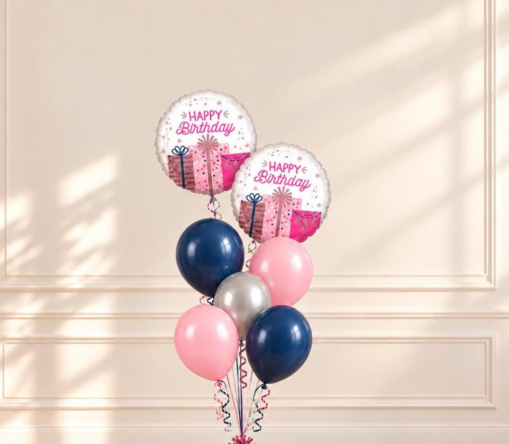 Pink and Navy Birthday Balloon Bouquet, Happy Birthday Foil Balloons, Pink Balloon Gift Set, Birthday Party Decorations — Etsy 2026-10-06