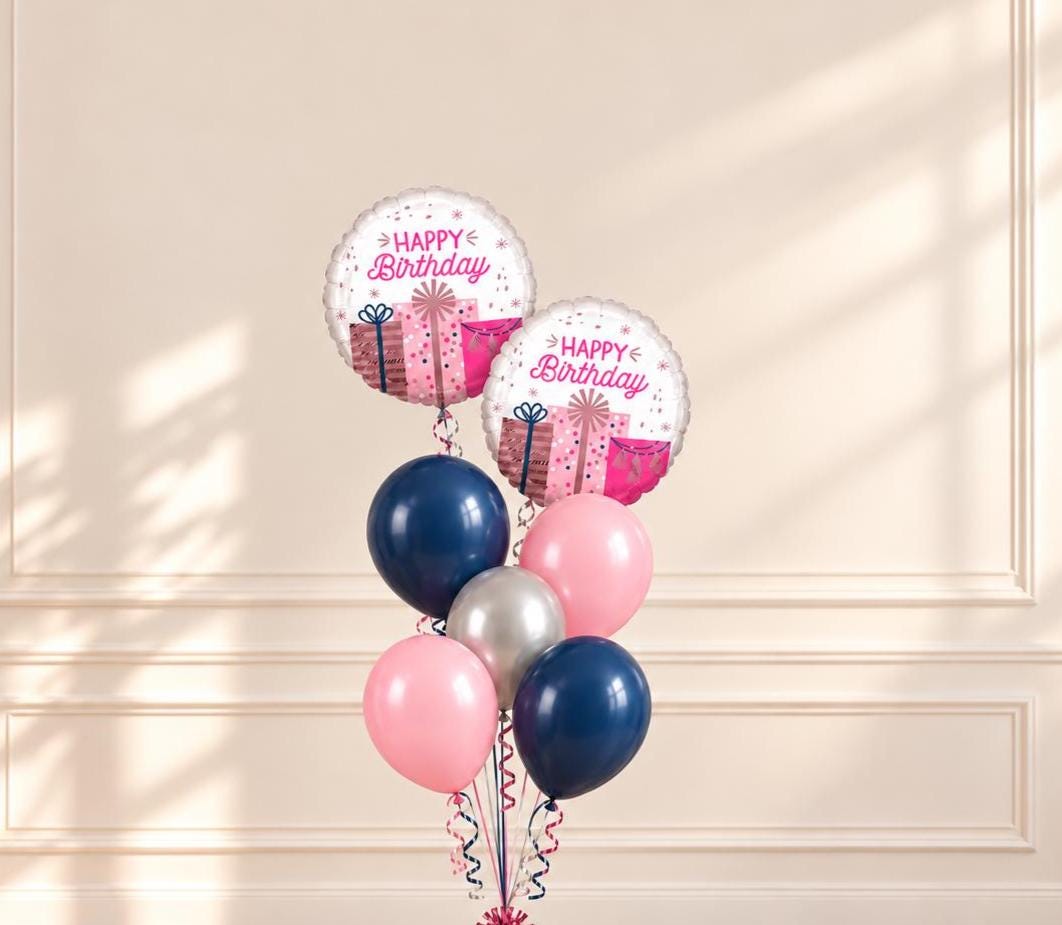 Pink and Navy Birthday Balloon Bouquet, Happy Birthday Foil Balloons, Pink Balloon Gift Set, Birthday Party Decorations — Etsy 2026-10-06